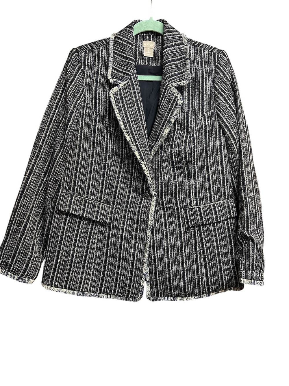 Chico’s Navy and White Tweed Blazer Jacket